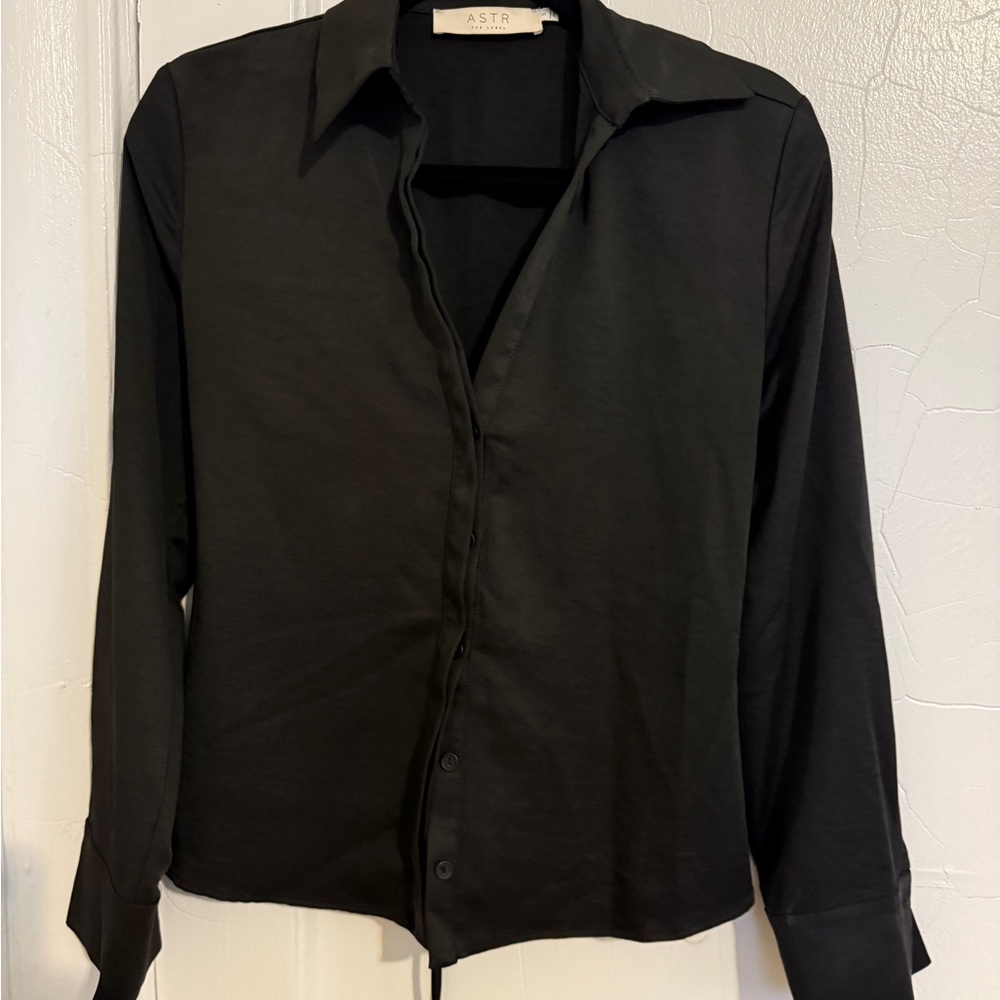 Astr Black Button Down Shirt with Classic Collar